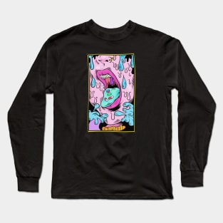 dripping mouth blue pink illustration Long Sleeve T-Shirt